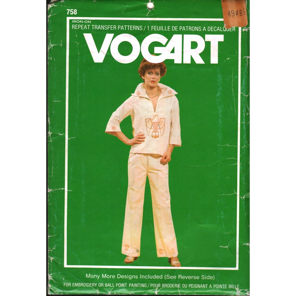Vintage 1976 Vogart 758 Iron-On Repeat Transfer Patterns Native American Motifs